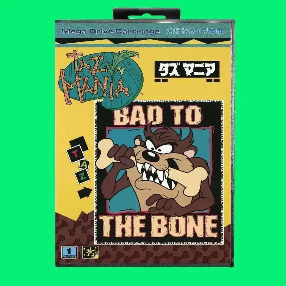 Taz Mania-Cartucho de Jogo para Sega Mega Drive, 16Bit MD Game Card, com Tampa JP, Retail Box