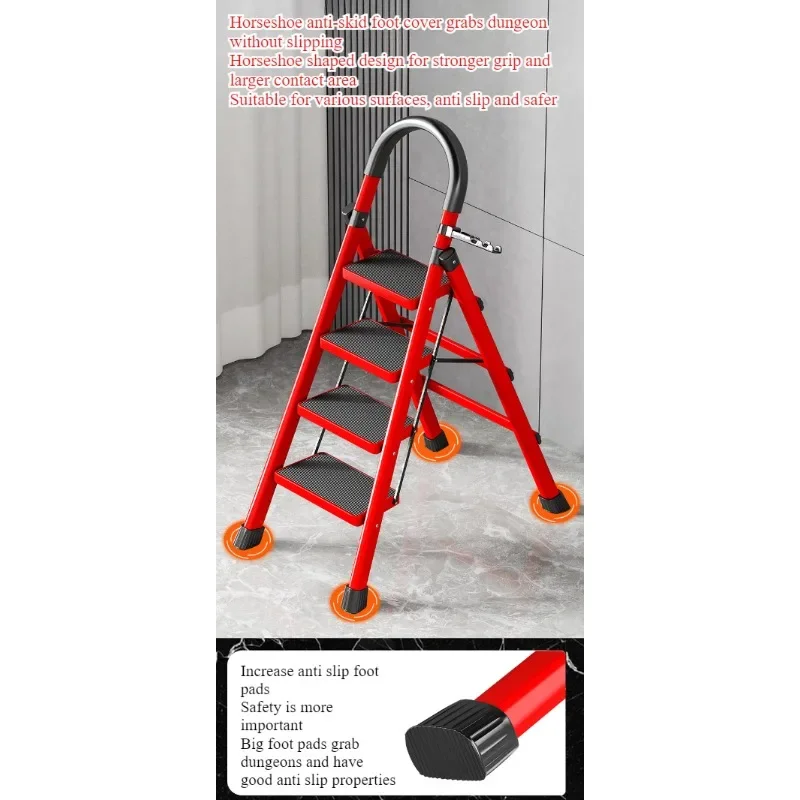 Ladder Household folding ladder Indoor and outdoor multi-functional herringbone ladder Thickened safe and portable climbing
