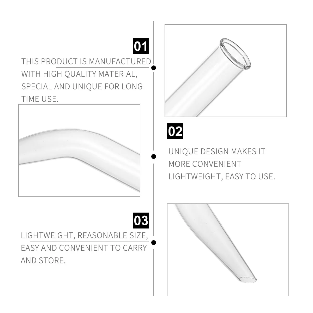 5Pcs Premium Glass Distillation Tube Transparent Ox Horn Tube Lab Teaching Equipment Portable Lightweight High Temp Resistant view 4