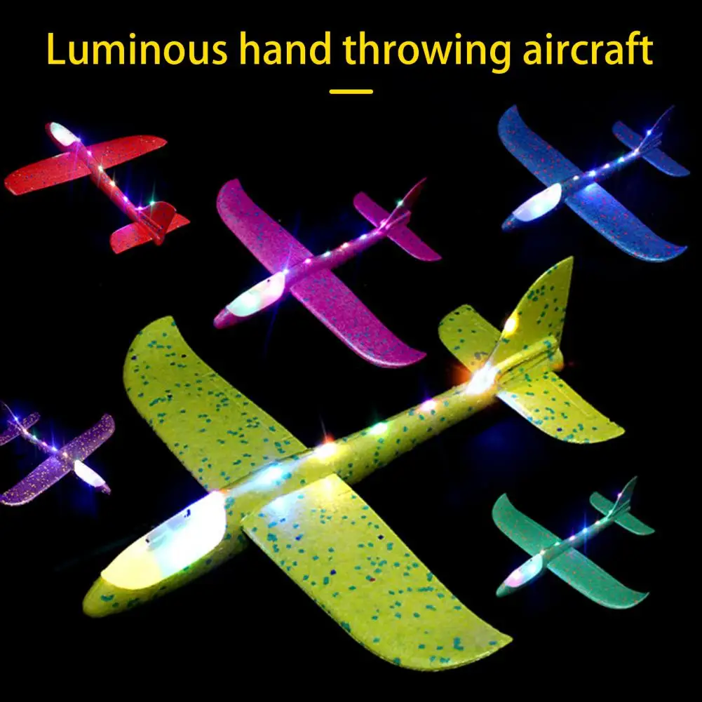 Glowing Plane Toy 3-speed Flashing Exquisite Safe Kids LED Light-up Hand Throw Flying Glider Planes Toy for Lawn