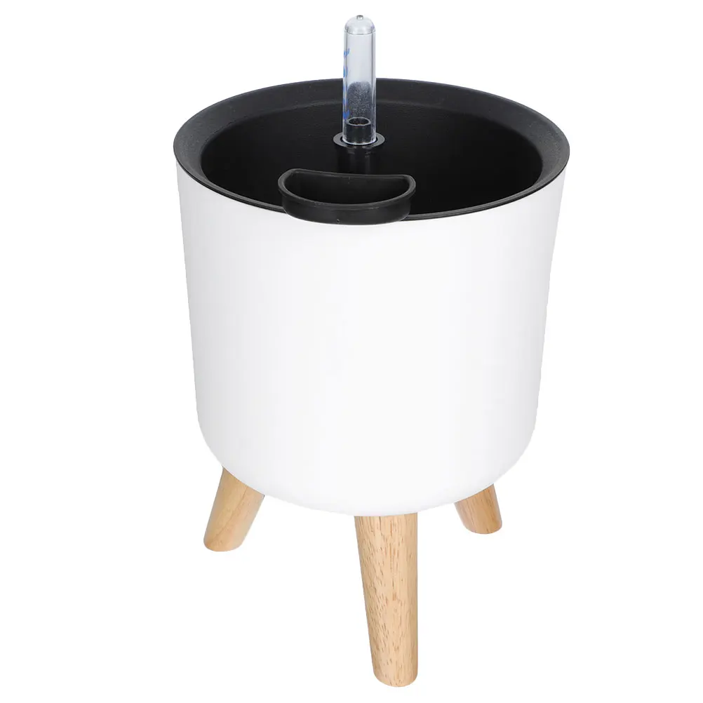 

Self Watering Flower Pot Automatic Indoor Pots Small White Modern Design Stable Legs Floor Standing Water Level Indicator
