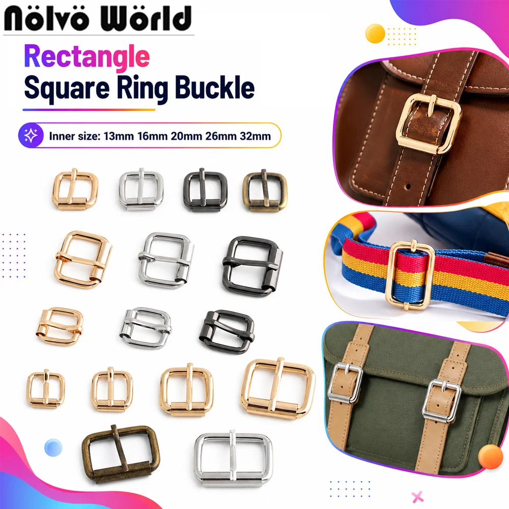 20/50/100PCS 13-32mm Square Metal Shoes Bag Belt Buckles For DIY Backpack Strap Adjust Roller Pin Buckle Clasp Ring Accessories