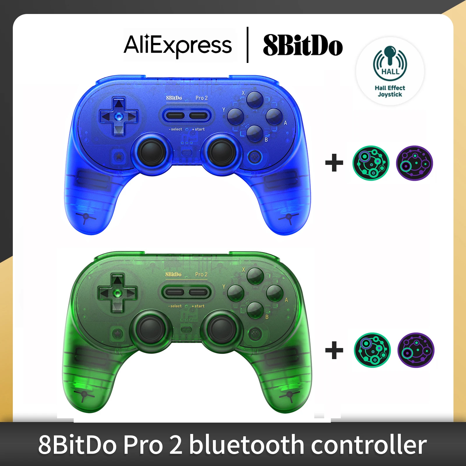 8BitDo Transparent Pro 2 Bluetooth Controller with Hall Effect Joystick Gamepad for Apple Switch PC macOS Android Steam Deck