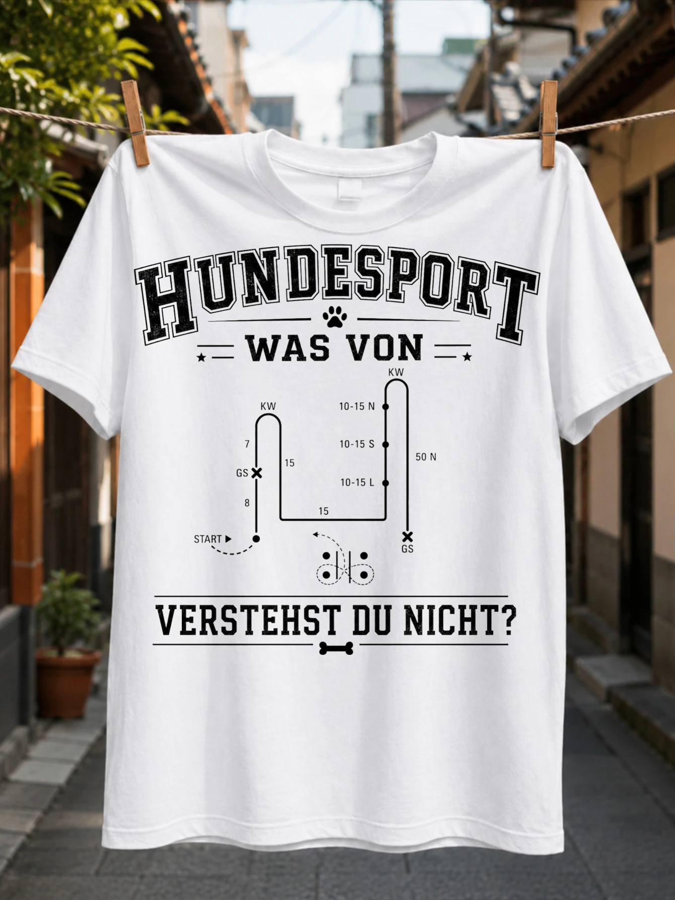 with Hundesport Was Von Verstehst Du Nicht text dog agility route diagram paw mark and clean  line  Unisex All T-Shirt