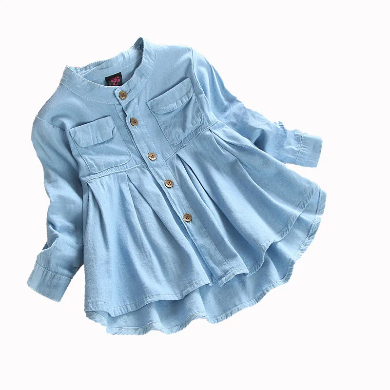 

Toddler Girls Button Ruched Long Sleeve Pocket Shirt Tops Clothing Kids Autumn Winter Fashion Blouse