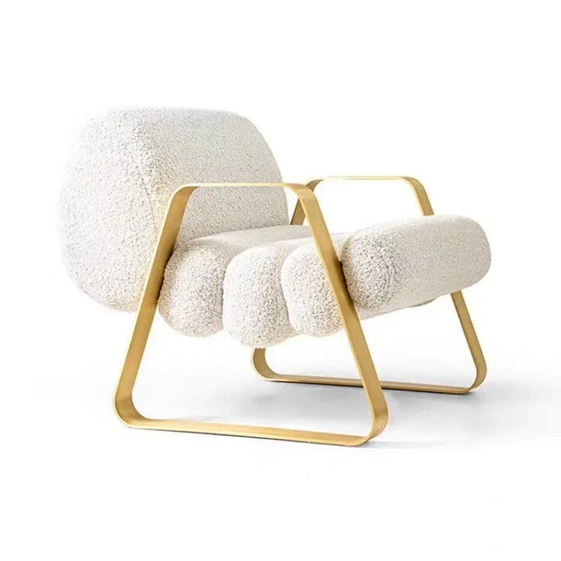 

Single sofa chair Italian light luxury living room villa leisure chair Internet celebrity retro lobby reception armchair