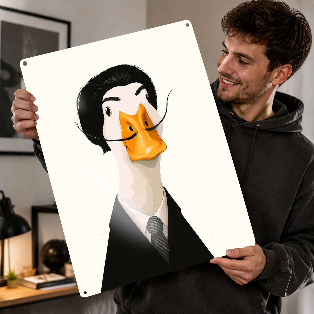 Duck Salvador Dali 3D Texture Metal Poster Customized Wall Art Tin Sign Gift for Mancave Home Decorations Room Decoration Items