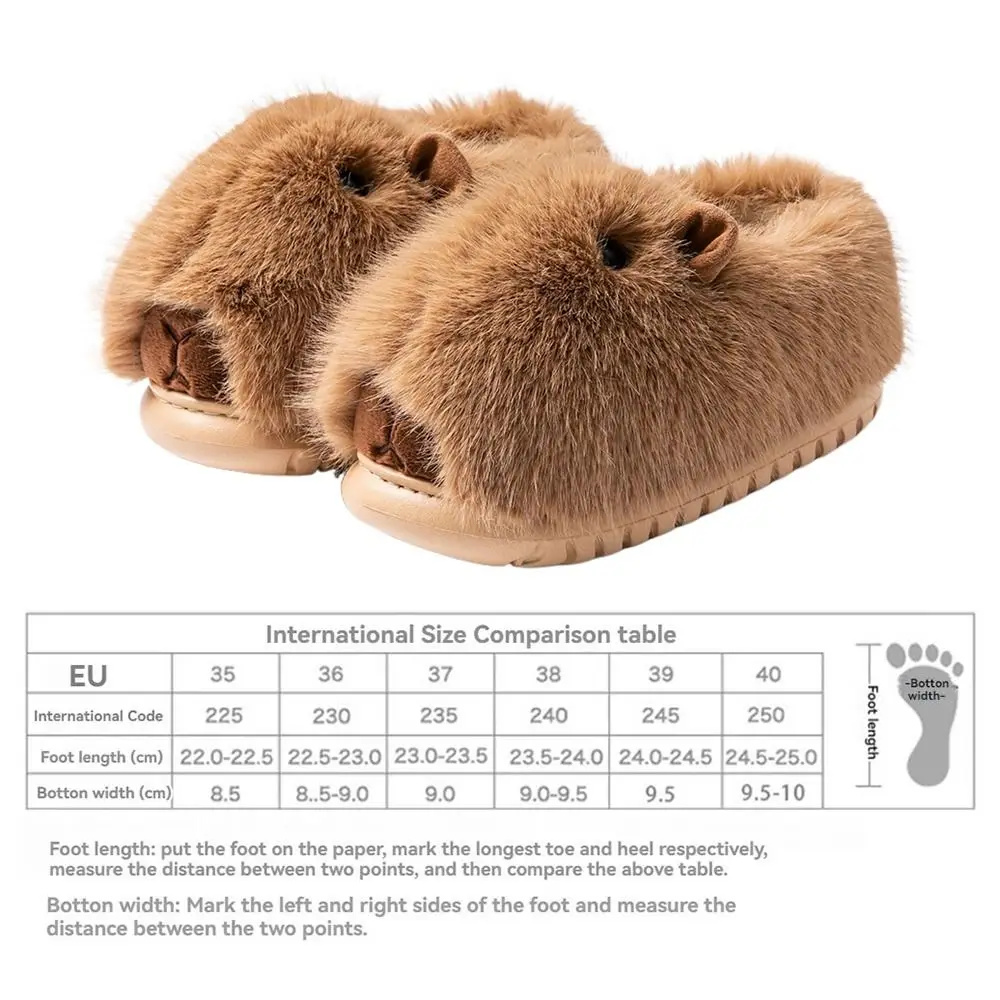 Modne, wygodne pluszowe kapibary kapcie antypoślizgowe zimowe zakryte palce kawaii ciche kapcie dla par do domu