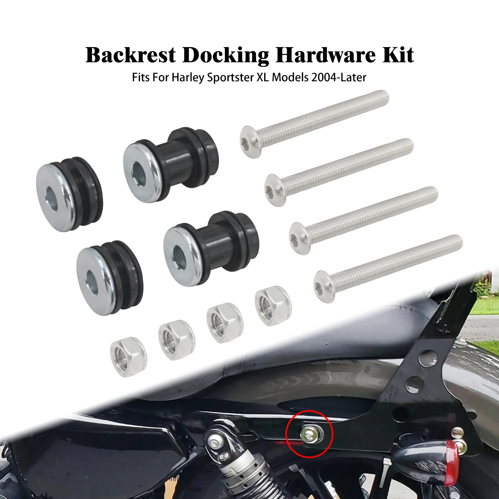 Motorcycle Detachable Backrest Sissy Bar Mounting Hardware Docking Sets For Harley Sportster XL 883 1200 Forty Eight 2004-Later