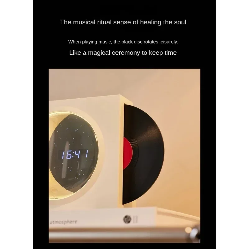 For Moon Rotating Vinyl Record Wireless Speaker Alarm Clock Audio Outdoor Bedroom Luxury Speaker Mini Subwoofer