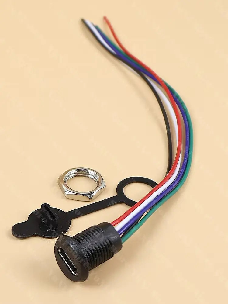 1–20 szt. Wodoodporne złącze USB-C Type-C z nakrętką blokującą, do montażu panelowego, port szybkiego ładowania TPC, gniazdo 2/4/5/6 pinowe PH 2.0 — zdjęcie produktu 7