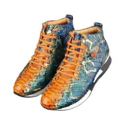 BATMO 2023 new arrival Fashion snake skin causal shoes men,male Genuine leather shoes DX-011