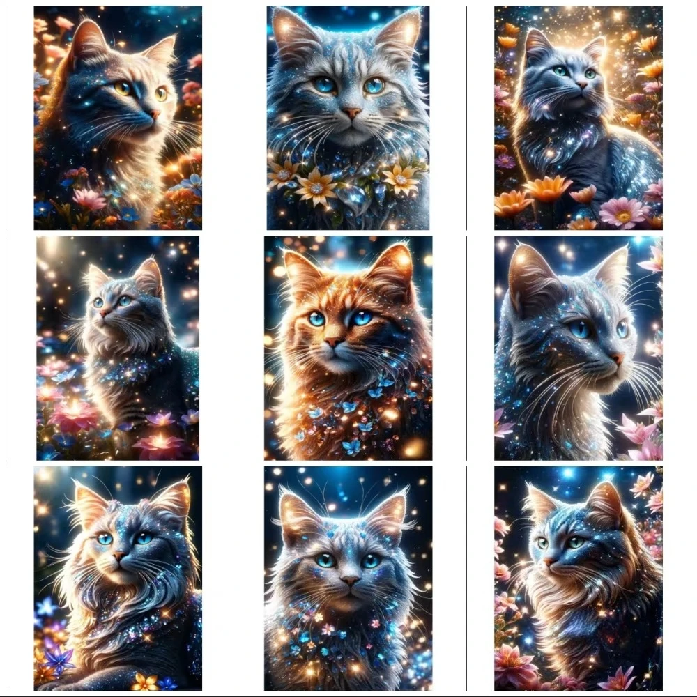 Cat Picture Diamond Painting Set 5D DIY Diamond Embroidery Cross Stitch Handmade Gift Crafts Home Decoration