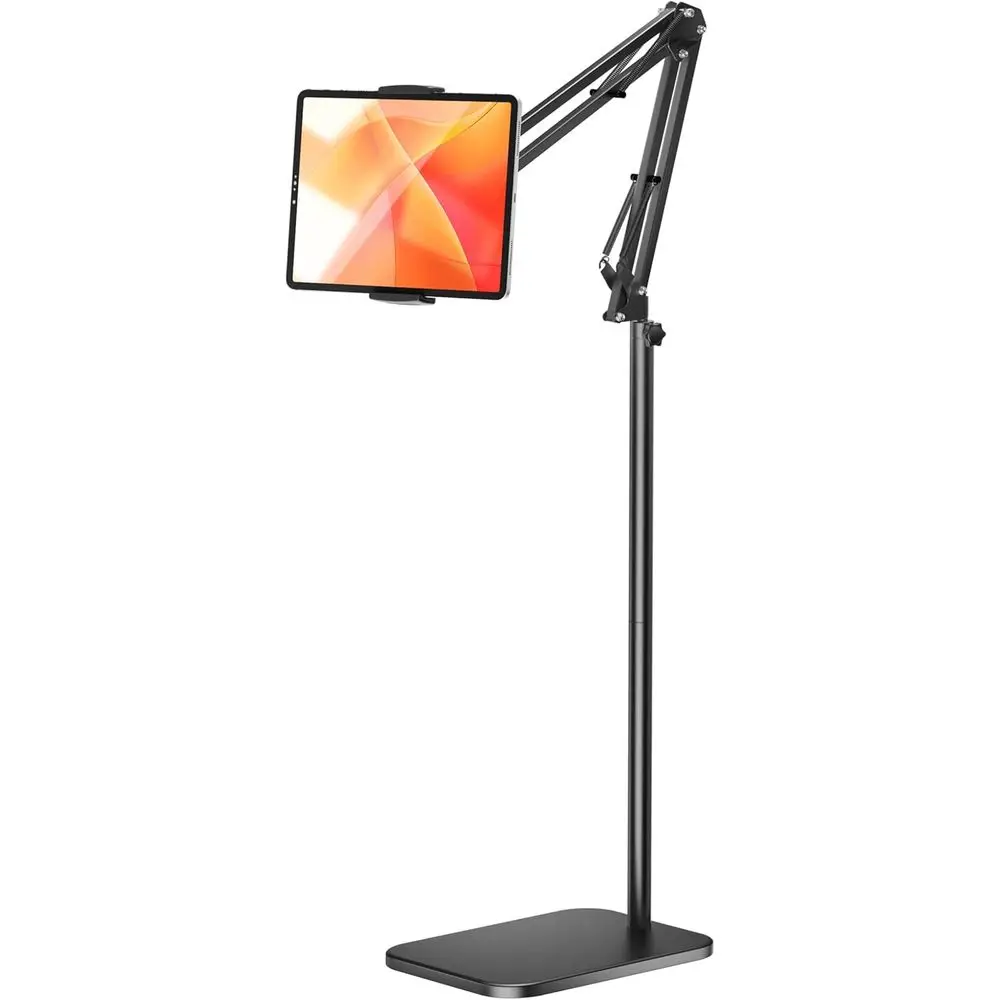 

Universal Tablet Floor Stand with 4.5LB Metal Base, Adjustable OverBed Holder for iPad, Tablets, and E-Readers