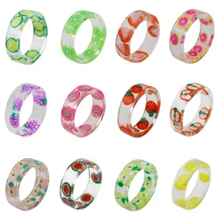 Fruit Resin Ring Jewelry Anneaux for Men Women Creative Personality Acrylic Anillos Aesthetic Anel Trend Accessories Gift