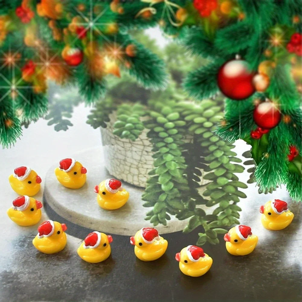 Adorable Yellow Mini Resin Duck Figurines Delightful Decorations for Fairy Gardens, Micro Landscapes, and Potted Plants