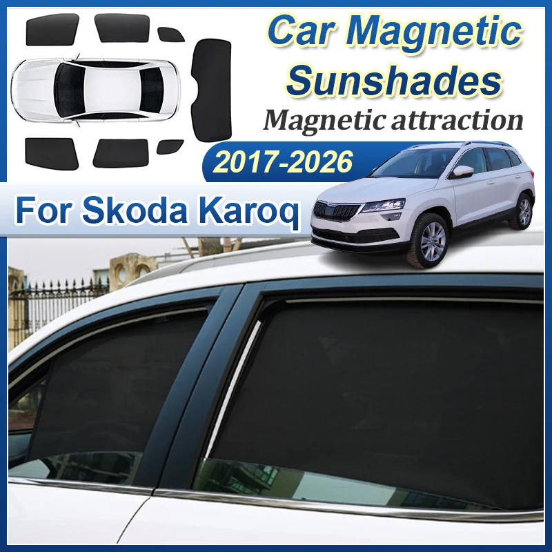 For Skoda Karoq Accessories 2017-2026 Magnetic Sunshade Windshield Auto Visor Shade Panel Foldable Shield Windows Car Accessorie