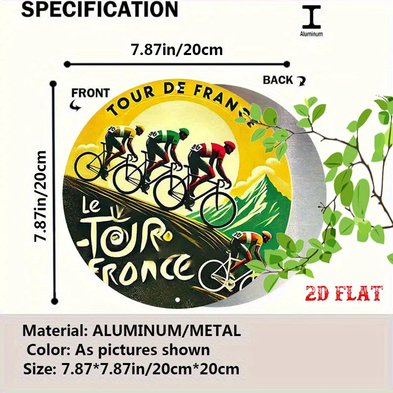Arte de Parede Metálica Vintage  1pc - Decoração Retrô Inspirada no Tour de France com Ciclistas para Garagem Sinal de Alumínio