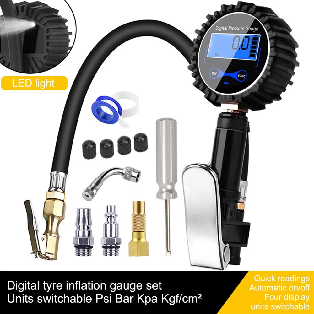 

Digital Tire Inflator Pressure Gauge Air Compressor Pump LCD Display LED Backlight Vehicle Tester Inflation Monitoring Manometro