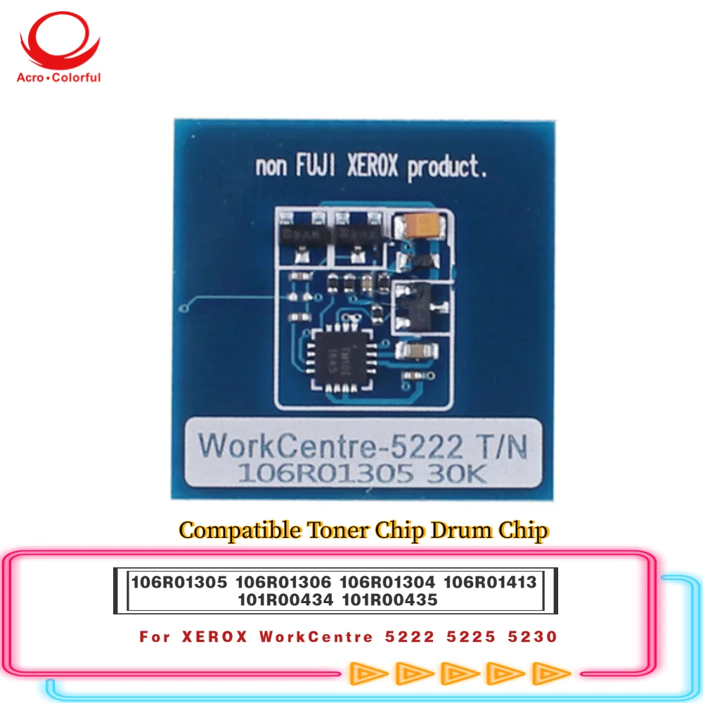 Black Compatible 30K 106R01305 Toner Chip Apply to XEROX WorkCentre 5222 5225 5230 Laser Printer