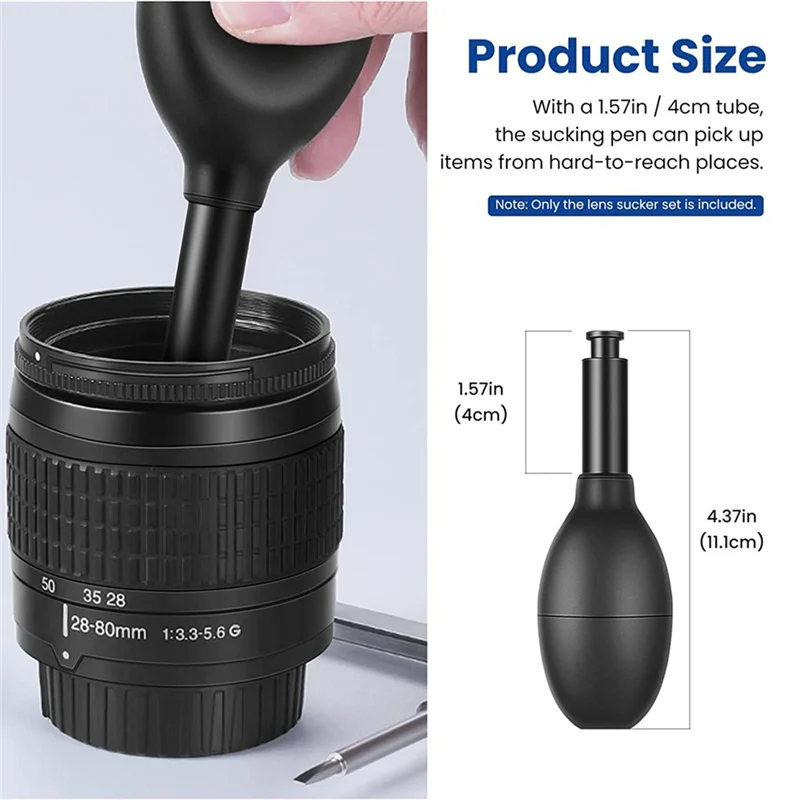 Lens Sucker Kit Eight in One with 7 Interchangeable Suction Cups Strong Suction Manual Vacuum Suction Pen Lens Puller