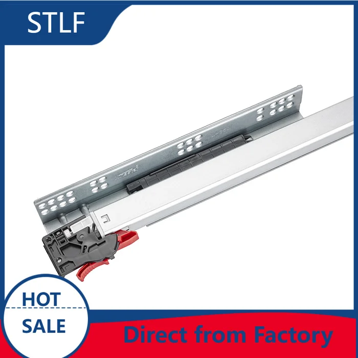 

STLF Furniture Hardware 3 Fold Damper Drawers Channel Full Extension Push Open Undermount Concealed Drawer Slide