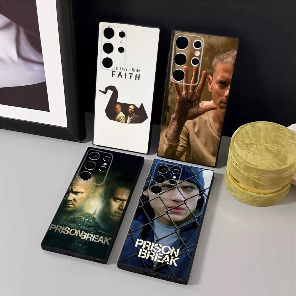 

Movie P-Prison B-Break Phone Case For Samsung S24,23,22,30,21,10,9,Ultra,Plus,Lite,FE,5G Black Soft Case