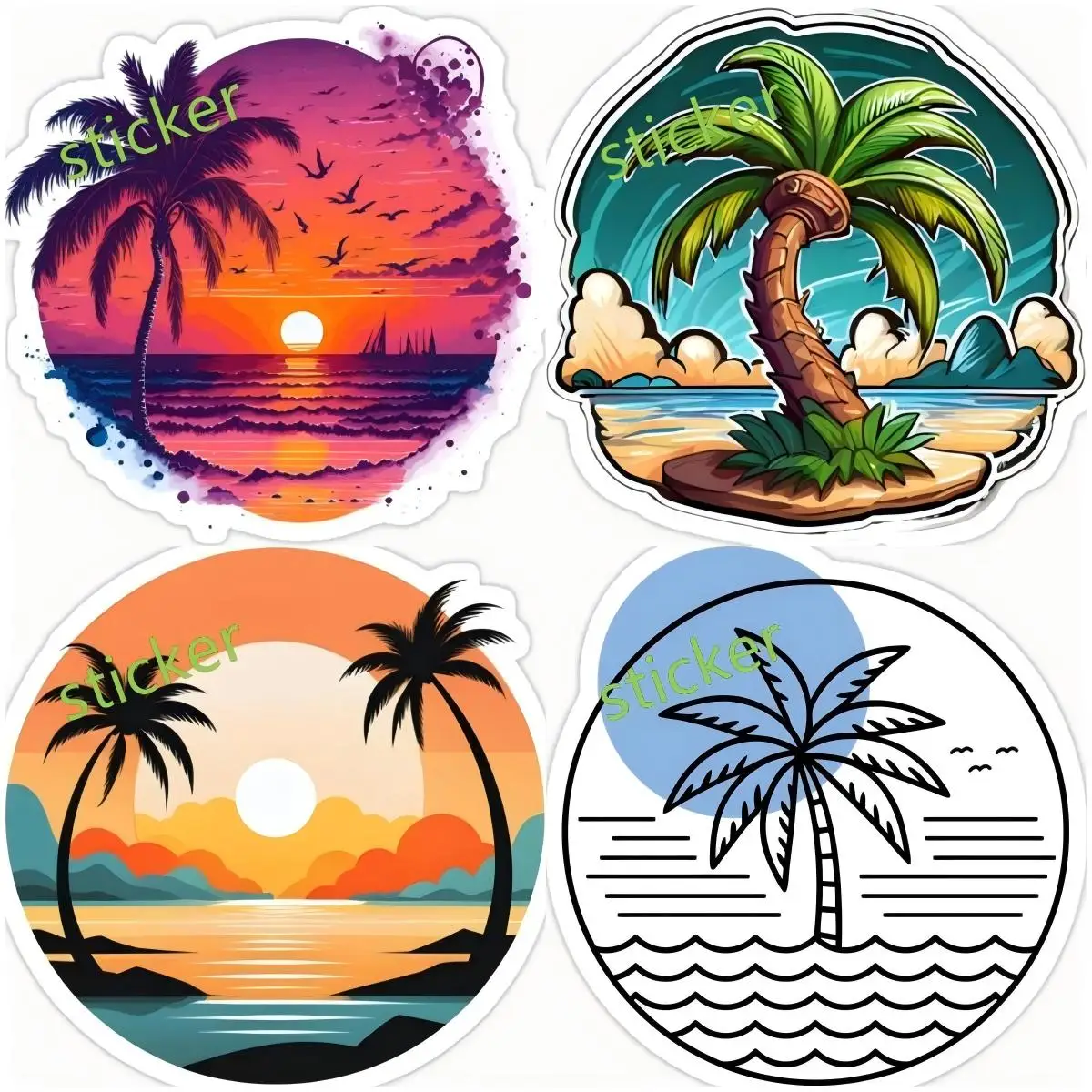 

summer Beach Palm Tree Personality Car-Stickers Vinyl Decals and Styling Fashion Waterproof Cover Scratches Decoration Stickers