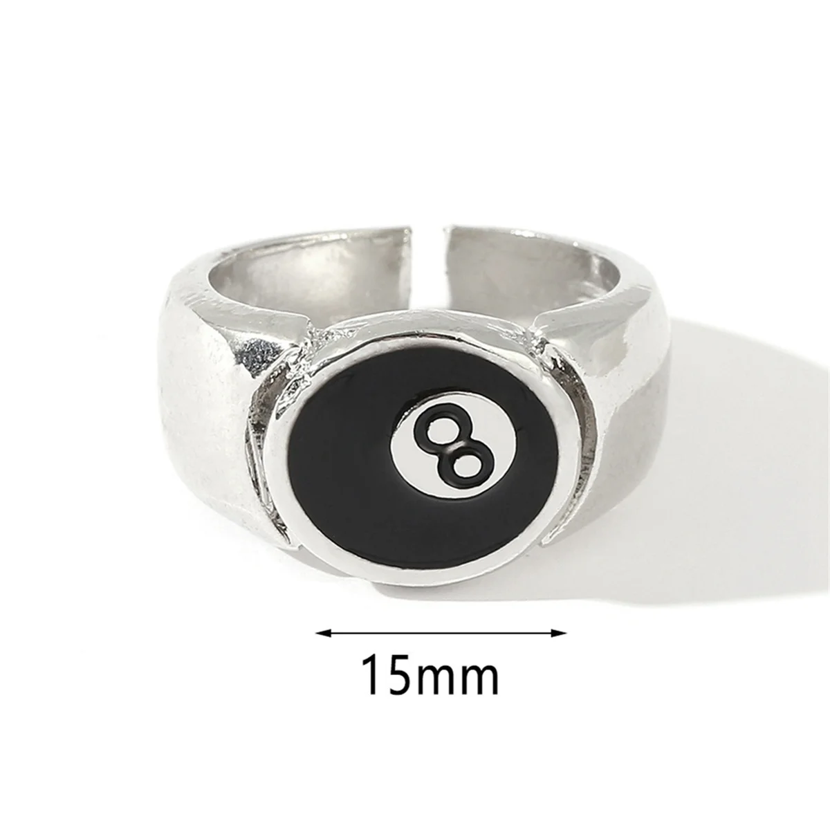 8 Ball Pool Ball Ring,Adjustable Number Black 8 Eight Pool Billiard Ring, for Pool Lovers, Billiards Men'S Ring