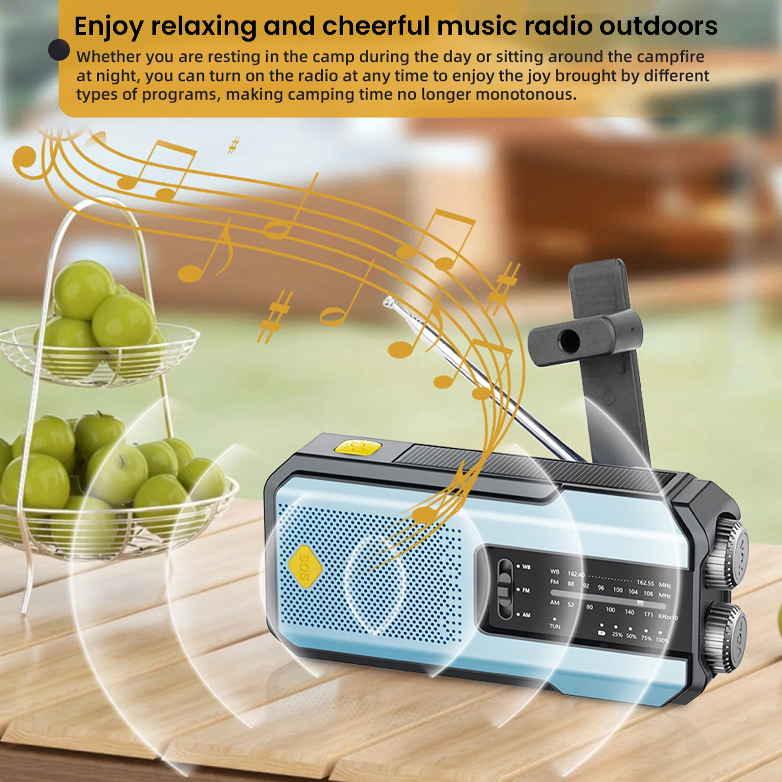Hand Crank Emergency Radio AM/FM/WB Radio with LED Flashlight SOS Alarm & Phone Charger for Outdoor Camping and Emergency