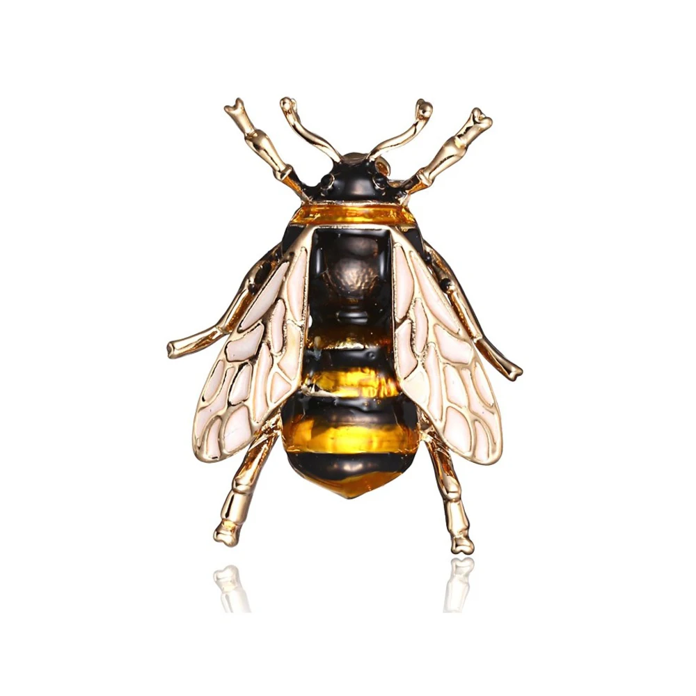 Enamel Bumblebee Brooch Yellow Alloy Bee Insect Pin for Men Women Christmas Gift Banquet Accessory