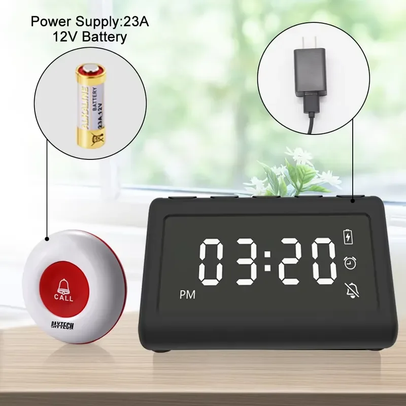 P6 Home Beeper Pager Caregiver SOS Display Receiver Personal Emergency Wireless ABS Material 10 Ringtones Paging