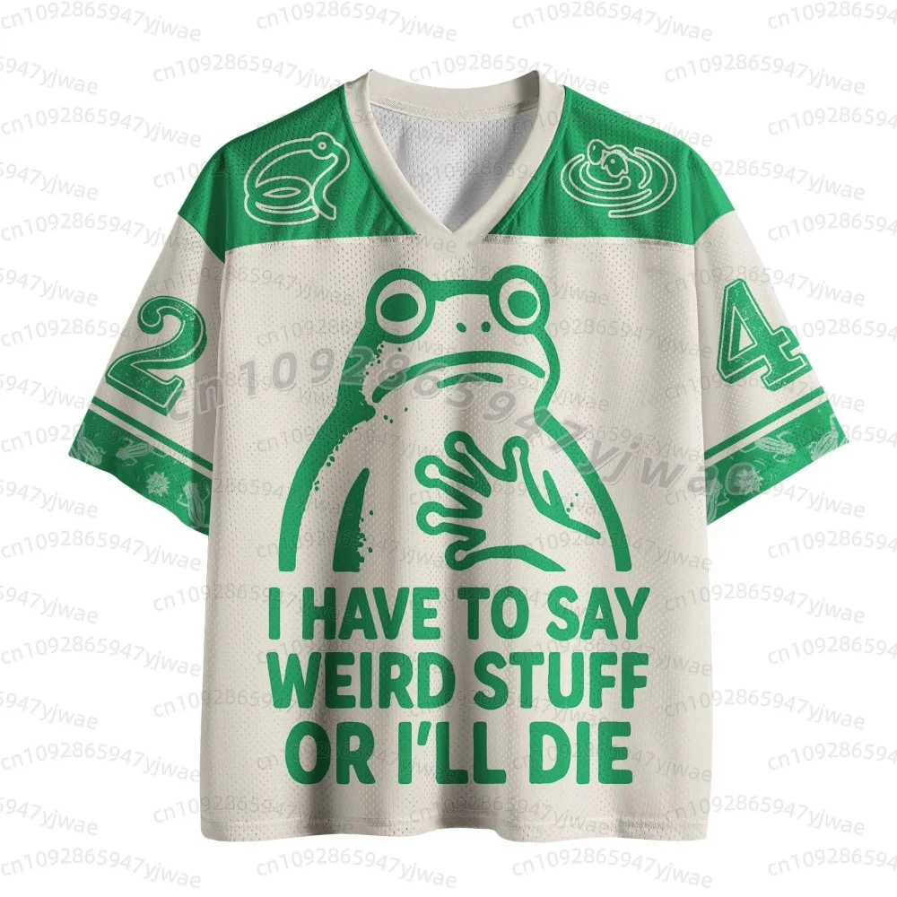 Japanese Dishonest Frog Mesh Jersey Fun Graphic Jersey Fashion Streetwear Top Cartoon Casual Tee Adult Kid'S T-Shirts