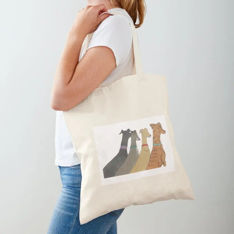 

Waiting - Four Greyhounds Looking out the Window Tote Bag Women's bag shopping bags foldable tote bag screen