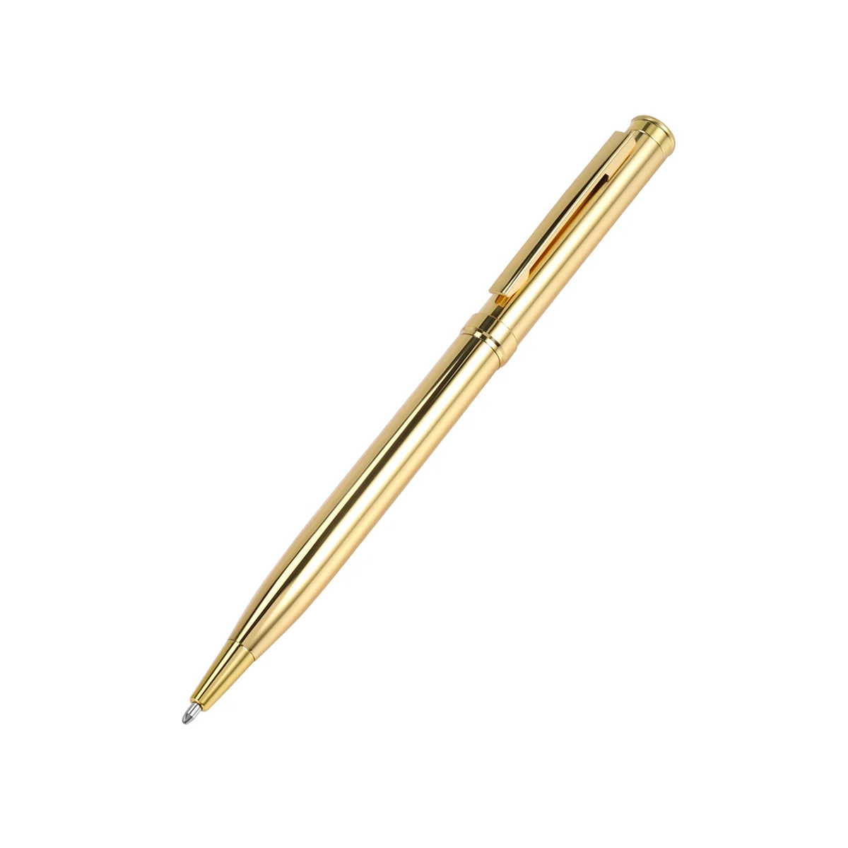 Metal Ballpoint Pen Stainless Steel Rotating Ball Pen for School Office Bright Writing Point 1.0mm (Golden)