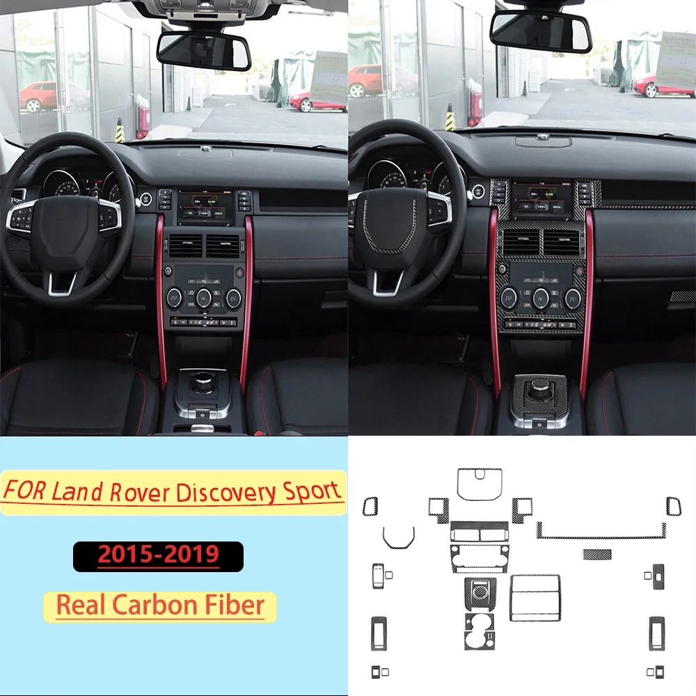 Real Soft Carbon Fiber For Land Rover Discovery Sport 2015-19Car Complete Trim Kit Customizable Car Sticker Interior Accessories