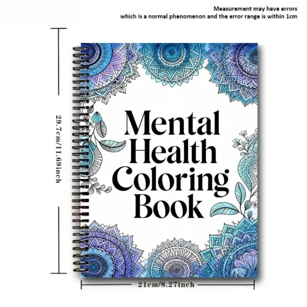 Cheerful Mental Health Coloring Book A4 Size Spiral Bound Inspirational Coloring Book Relaxation Self Care Focus