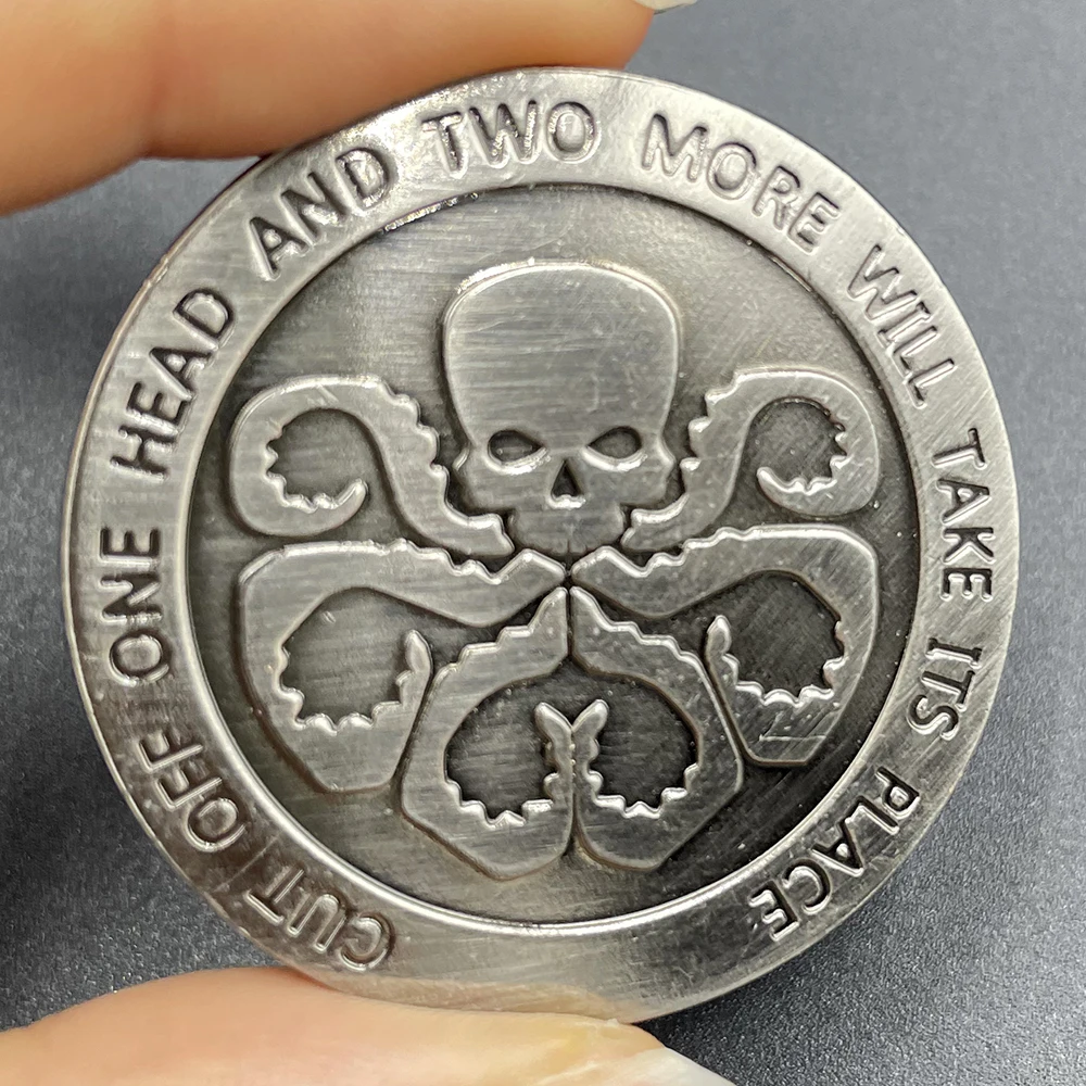 

US Logistics Division Challenge Coin Hydra Skull Nickel Coins Collectibles Classic Symbols Commemorative Medal Bedroom Decor