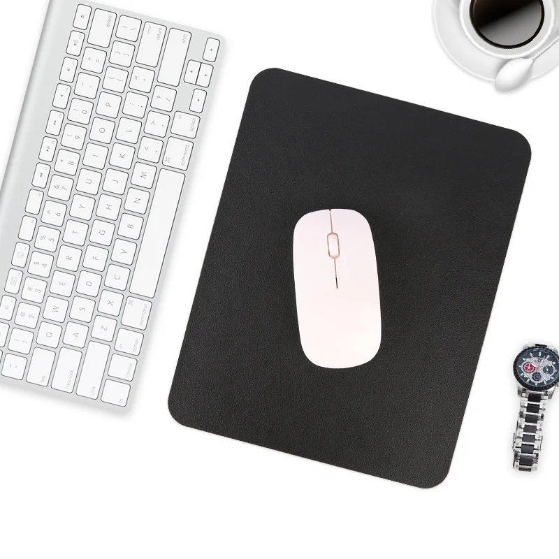 Simple Solid Color PU Leather Mouse Mat Anti Slip Waterproof Mouse Pad School Home Supplies Desk Set For Office Laptops Computer view 4