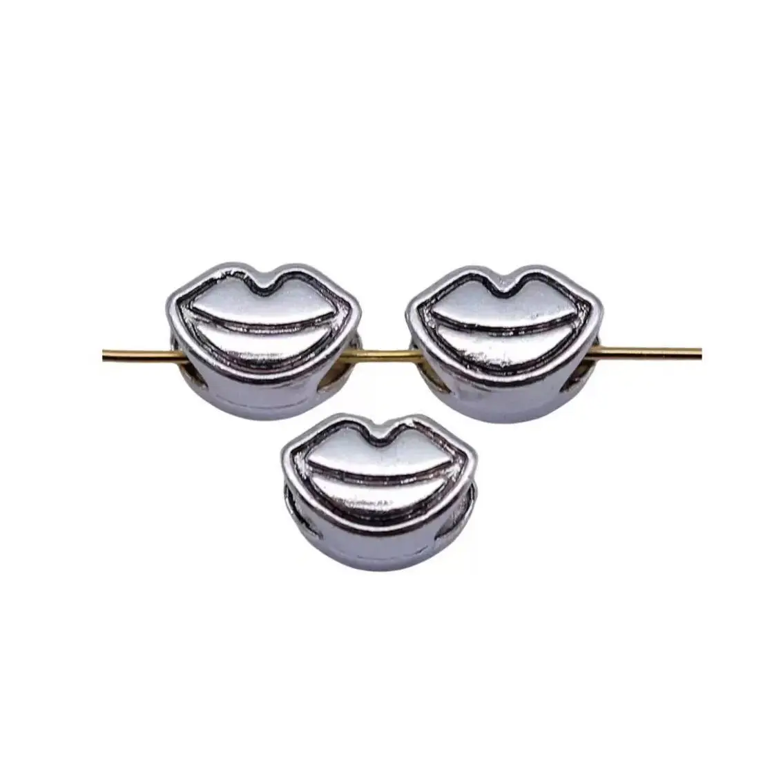 

40pcs 9.3*6.7mm, hole 4.3mm Zinc alloy metal lip design spacer beads for handmade accessories HW3400