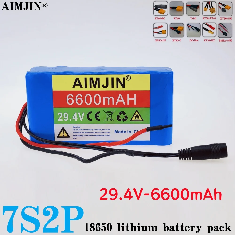 

AIMJIN 29.4V 18650 Lithium Ion Battery Pack 7S2P 29V 6600mAh Built-in BMS