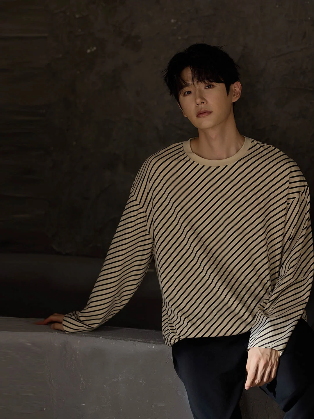 choweni-men's-pure-cotton-spwear-long-sve-loose-fit-striped-home-clothes-set-round-ne-suitable-for-outdoor-spring-autumn