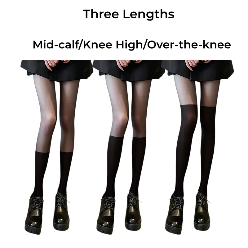 Women's Fake Over-the-knee Stockings All-in-one Pantyhose Spliced or Two-tone Sheer Tights Sports Golf Against Ultraviolet Rays