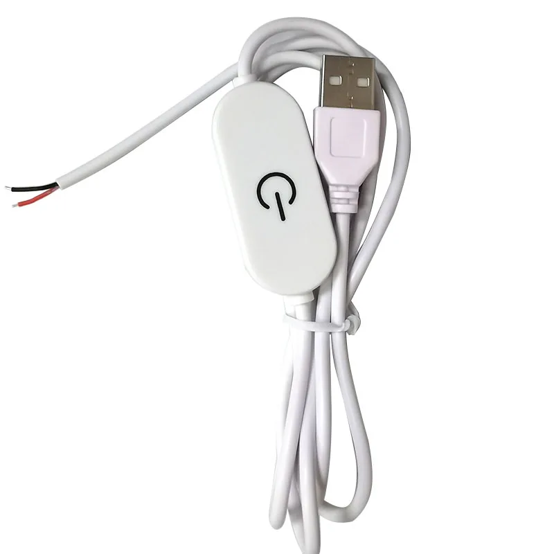 Dimmer white DC 5V USB Male Cable touch on/off Switch wire 2 Pin Power supply Charging extension Cord for strip tablet lamp