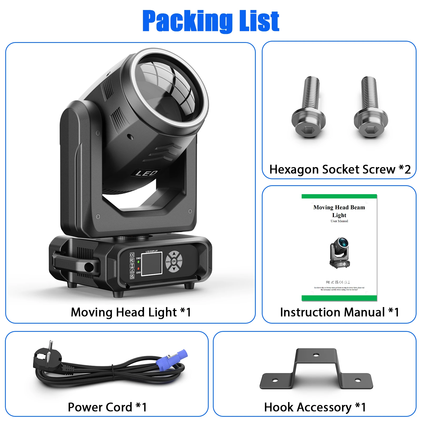 U'King 200 واط LED شعاع تتحرك رئيس شعاع الضوء مع شريط إضاءة 12 لون 15Gobo قوس قزح تأثير ضوء المرحلة لحزب نادي ديسكو بار