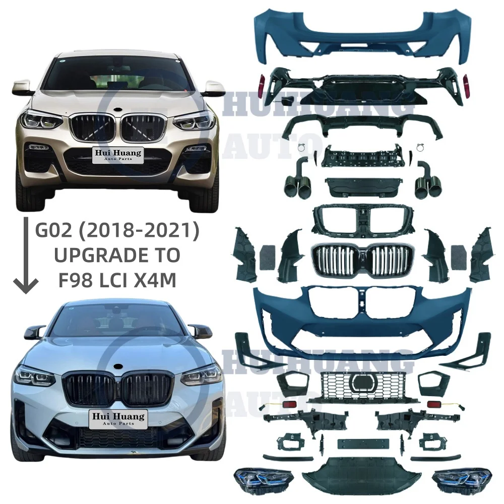 

Комплект модификации обновления 1:1 оригинальное качество для BMWS X4-Series G02 2019-2021 Модернизация до 2022 F98 LCI X4M Bodykit Facelift Car