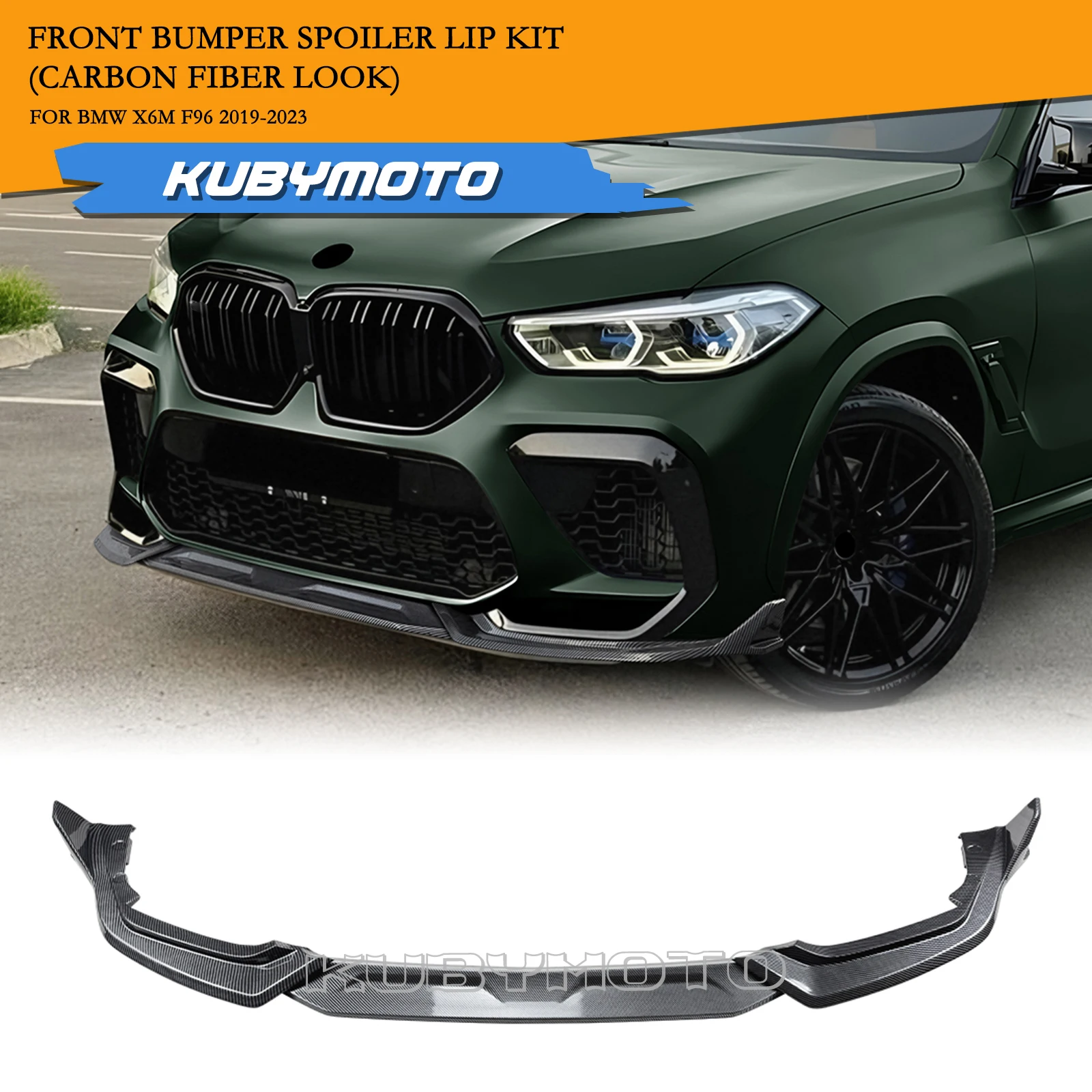 Frontstoßstangen-Spoilerlippe Splitter Separator Schutzabdeckung für BMW X6M F96 2019-2023 Untere Klingenplatte Verkleidung Karosserie-Kit