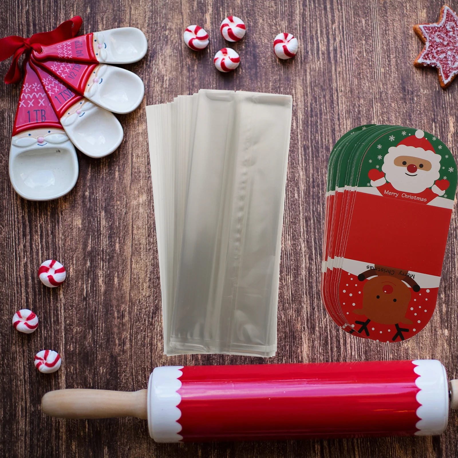 

50 Sets Reusable Bread Bag Christmas Wrapping Bags Gift Packaging Xmas Style Container