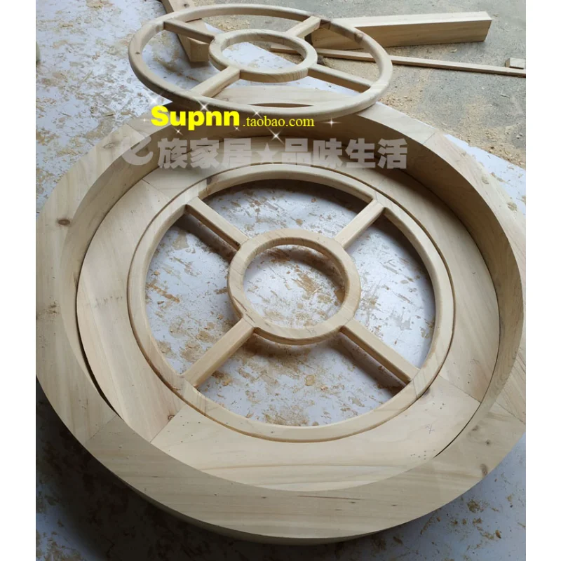 Custom-made solid wood round window decorative round arch window special-shaped arc round window custom-made openable