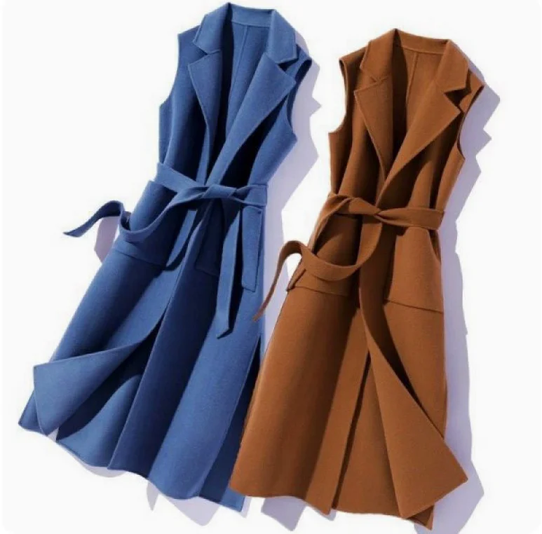 Fashionable New Style Women's Woolen Vest 2025 Long Shoulder Jacket Stylish Suit Collar Clip-On Autumn/Winter maternity